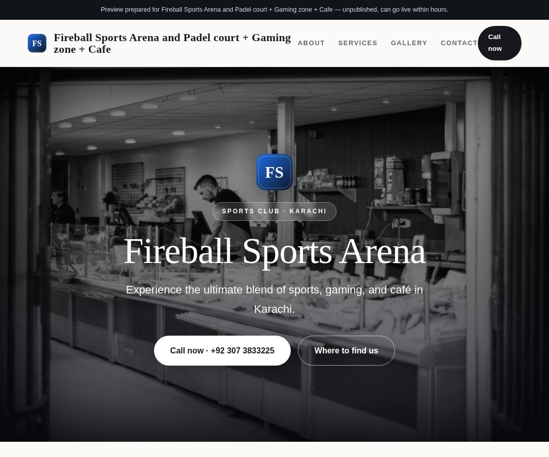 Fireball Sports Arena and Padel court + Gaming zone + Cafe