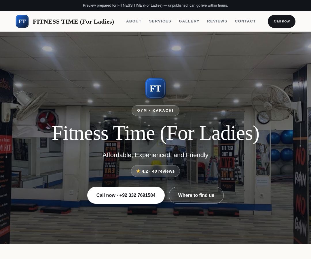 FITNESS TIME (For Ladies)