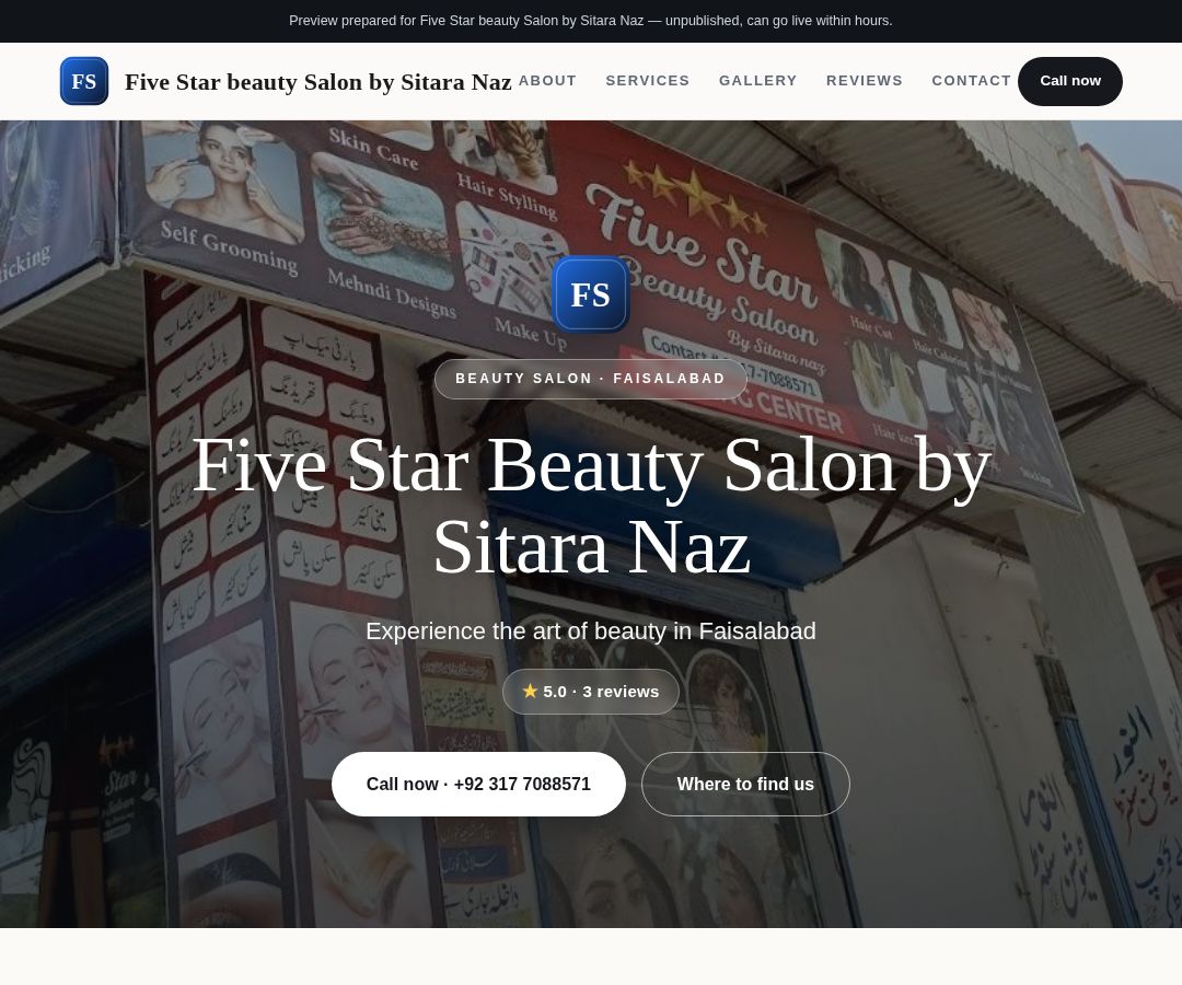 Five Star beauty Salon by Sitara Naz