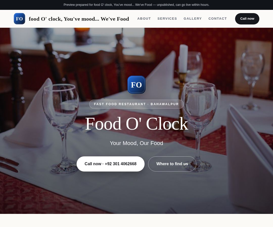 food O' clock, You've mood... We've Food