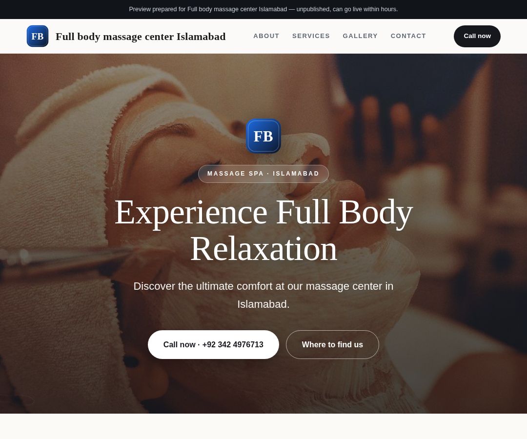 Full body massage center Islamabad