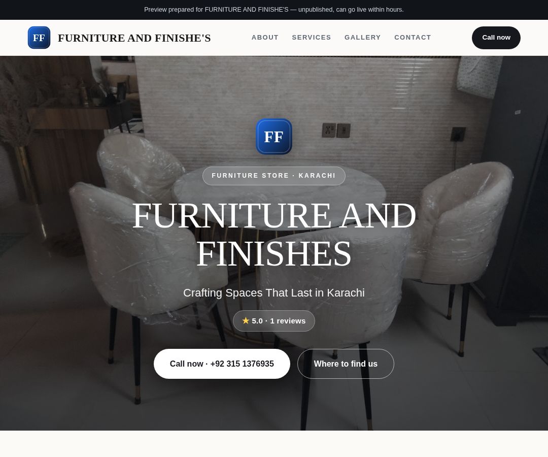 FURNITURE AND FINISHE'S