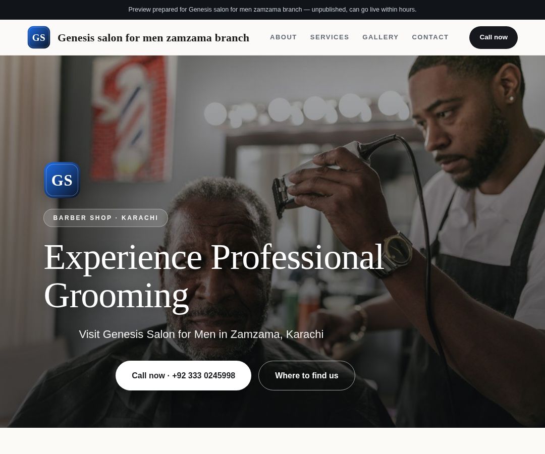 Genesis salon for men zamzama branch