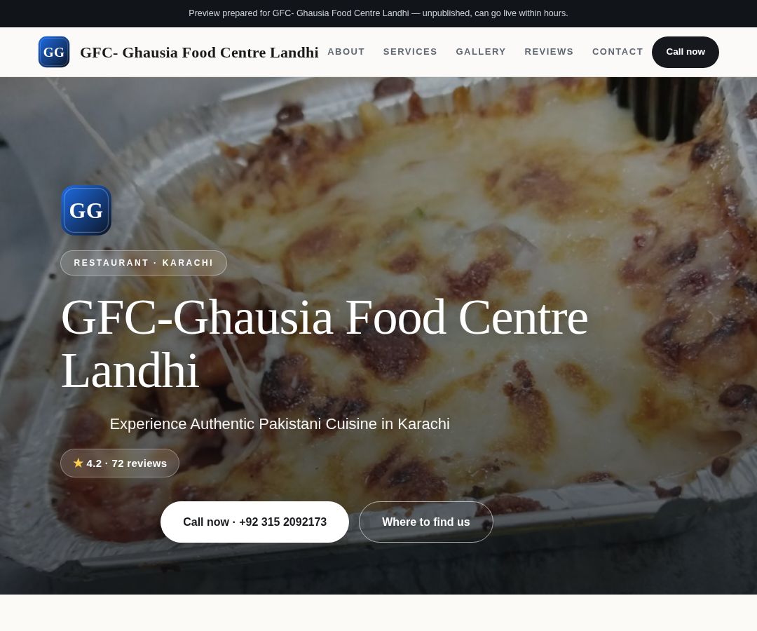 GFC- Ghausia Food Centre Landhi