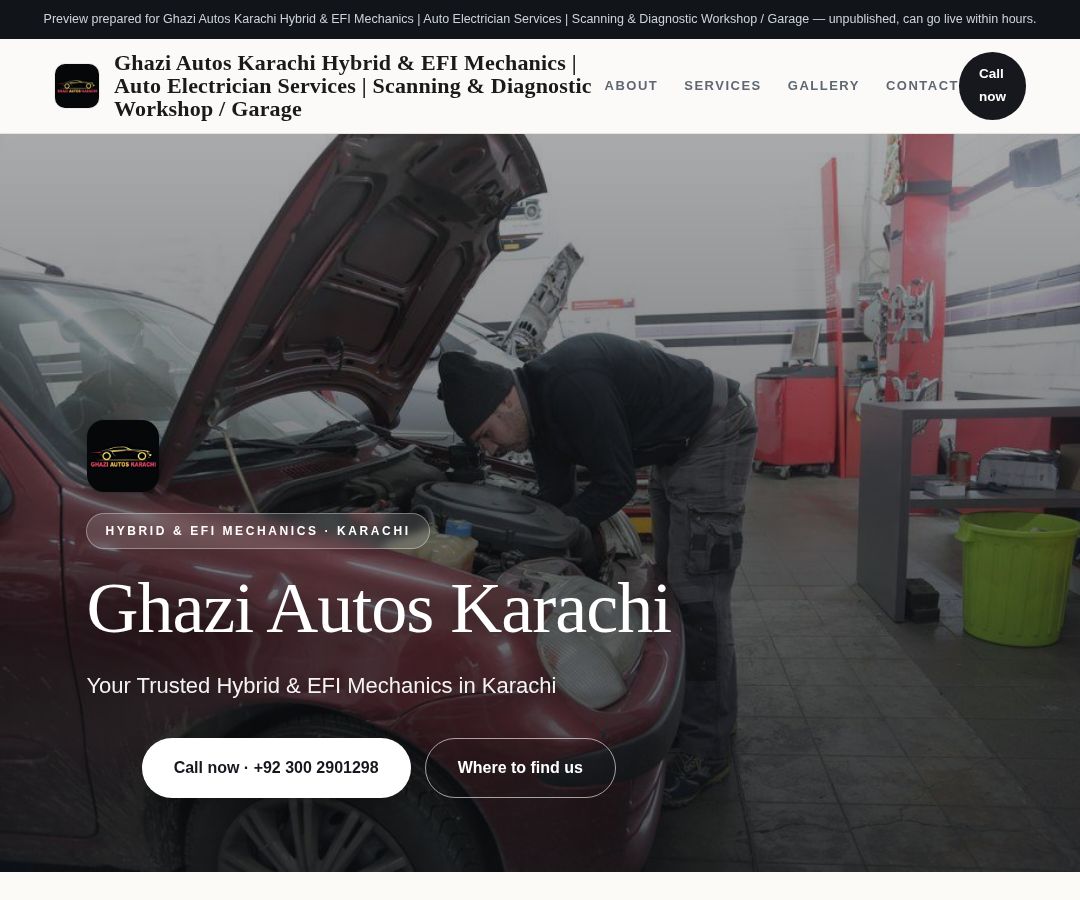 Ghazi Autos Karachi Hybrid & EFI Mechanics | Auto Electrician Services | Scanning & Diagnostic Workshop / Garage