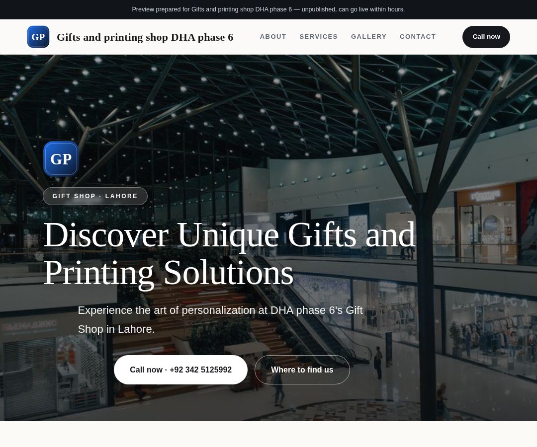 Gifts and printing shop DHA phase 6