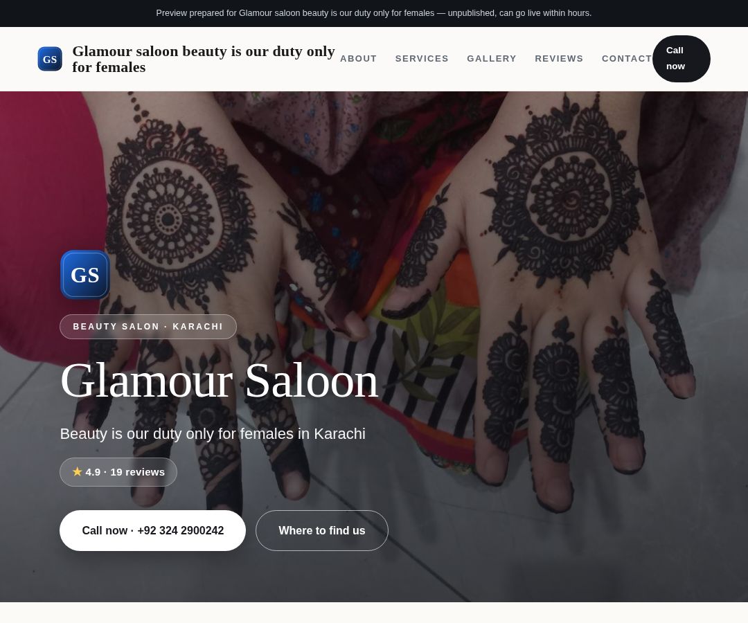 Glamour saloon beauty is our duty only for females
