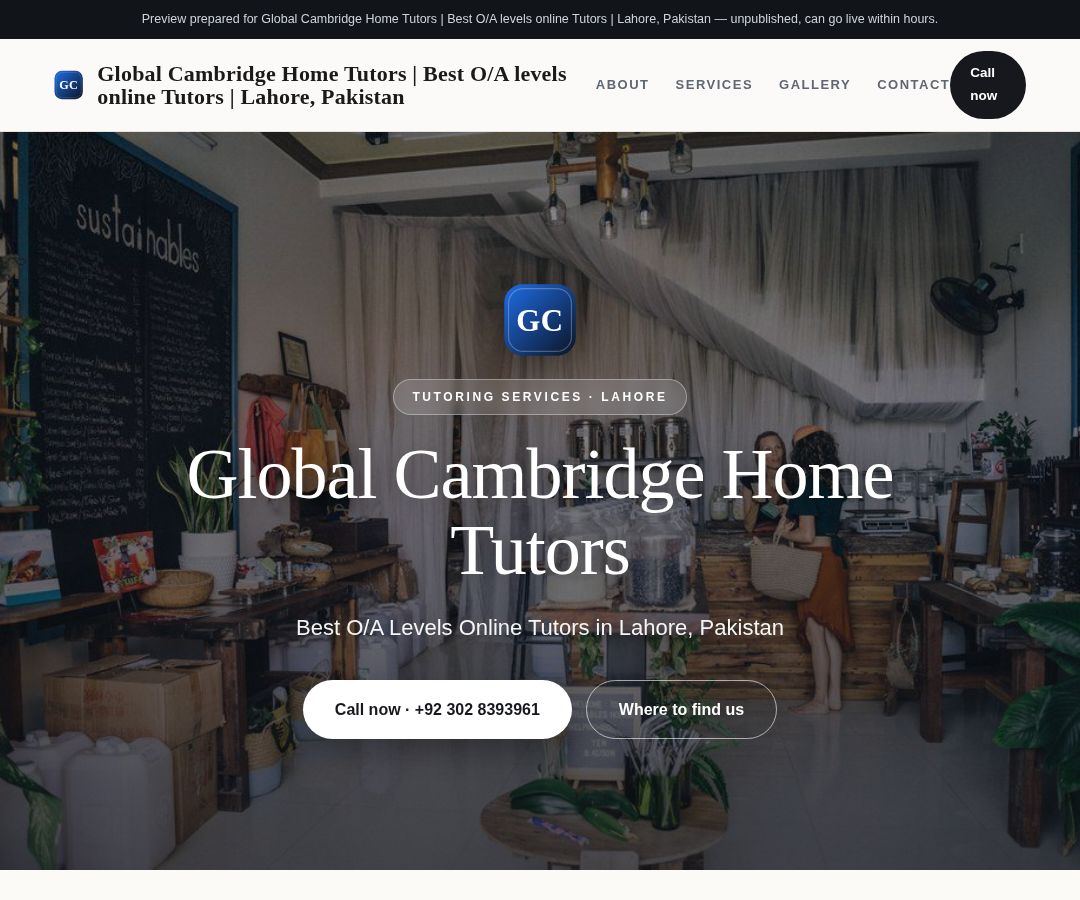 Global Cambridge Home Tutors | Best O/A levels online Tutors | Lahore, Pakistan