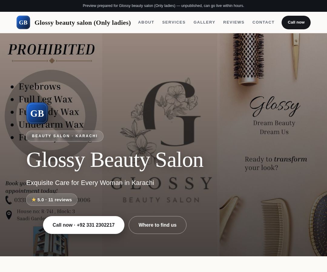 Glossy beauty salon (Only ladies)
