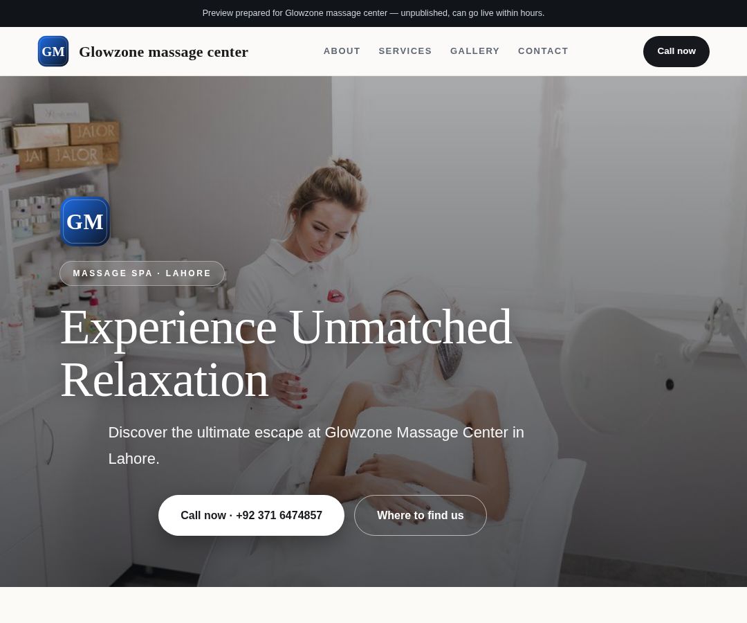Glowzone massage center