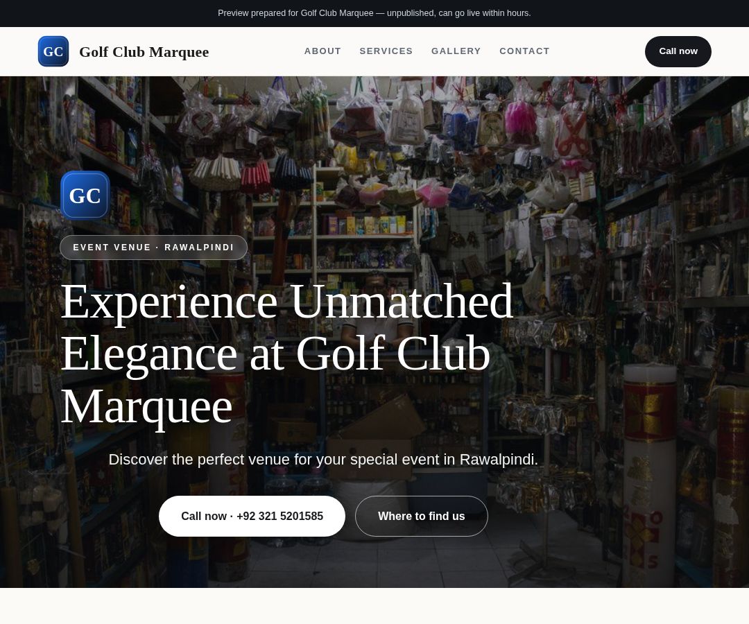 Golf Club Marquee