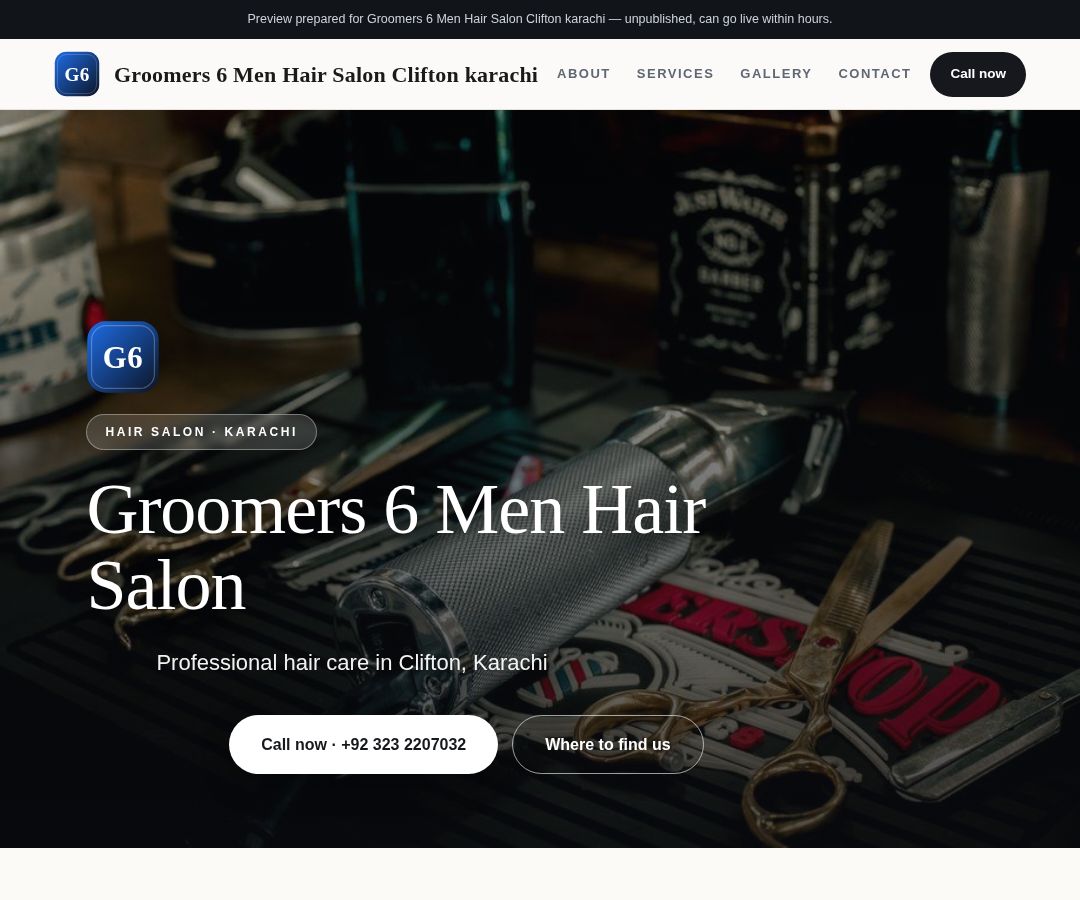 Groomers 6 Men Hair Salon Clifton karachi