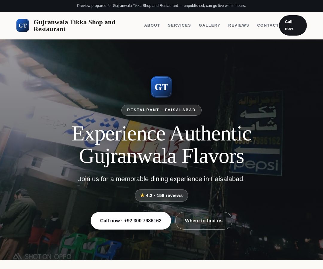 Gujranwala Tikka Shop and Restaurant