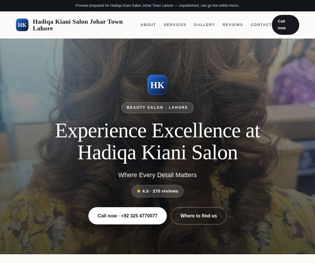 Hadiqa Kiani Salon Johar Town Lahore