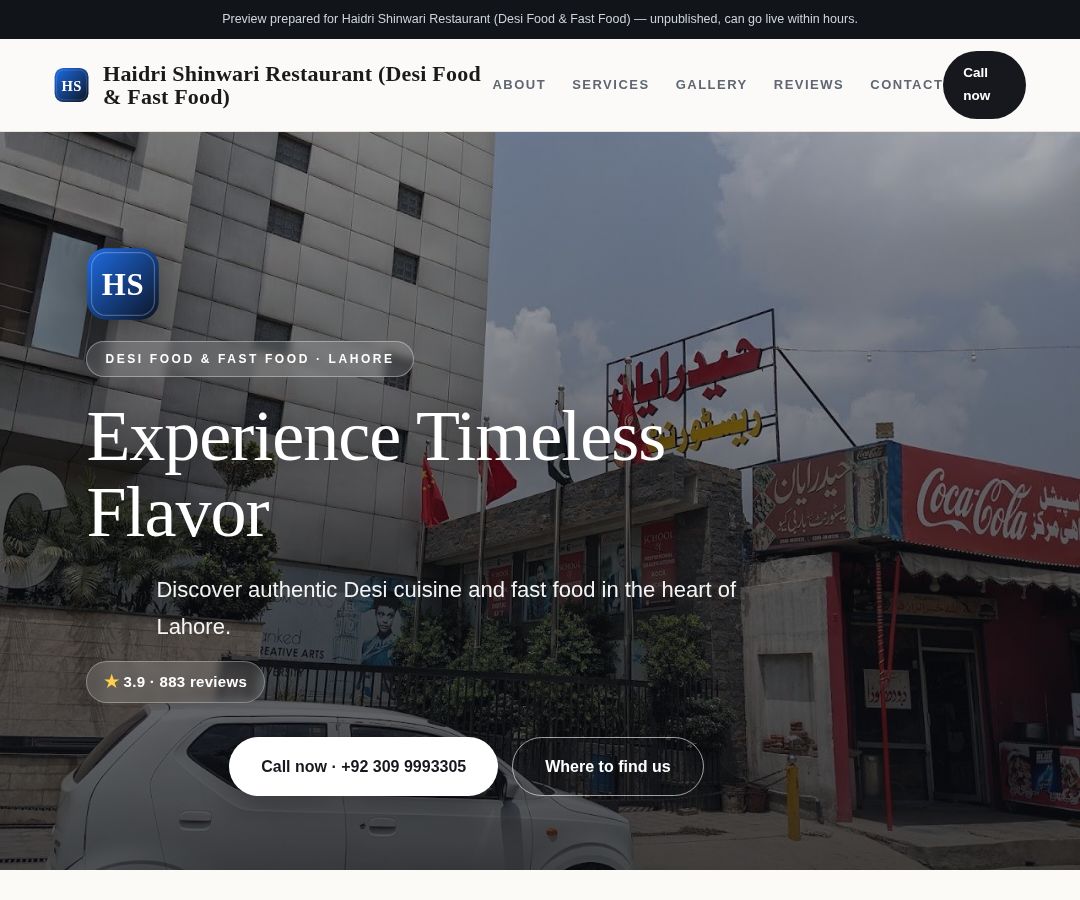 Haidri Shinwari Restaurant (Desi Food & Fast Food)