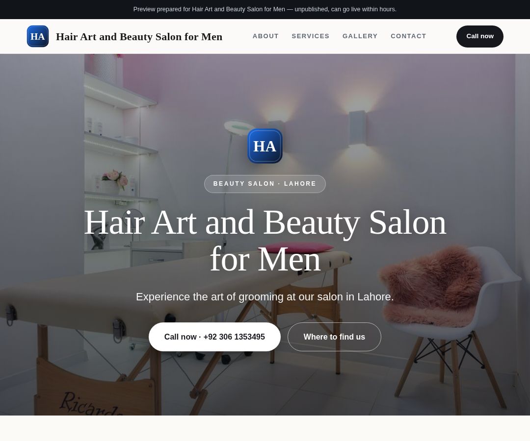 Hair Art and Beauty Salon for Men