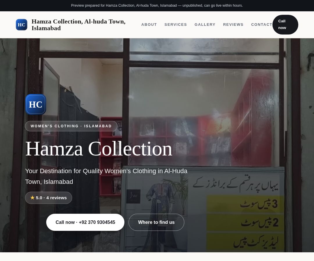 Hamza Collection, Al-huda Town, Islamabad