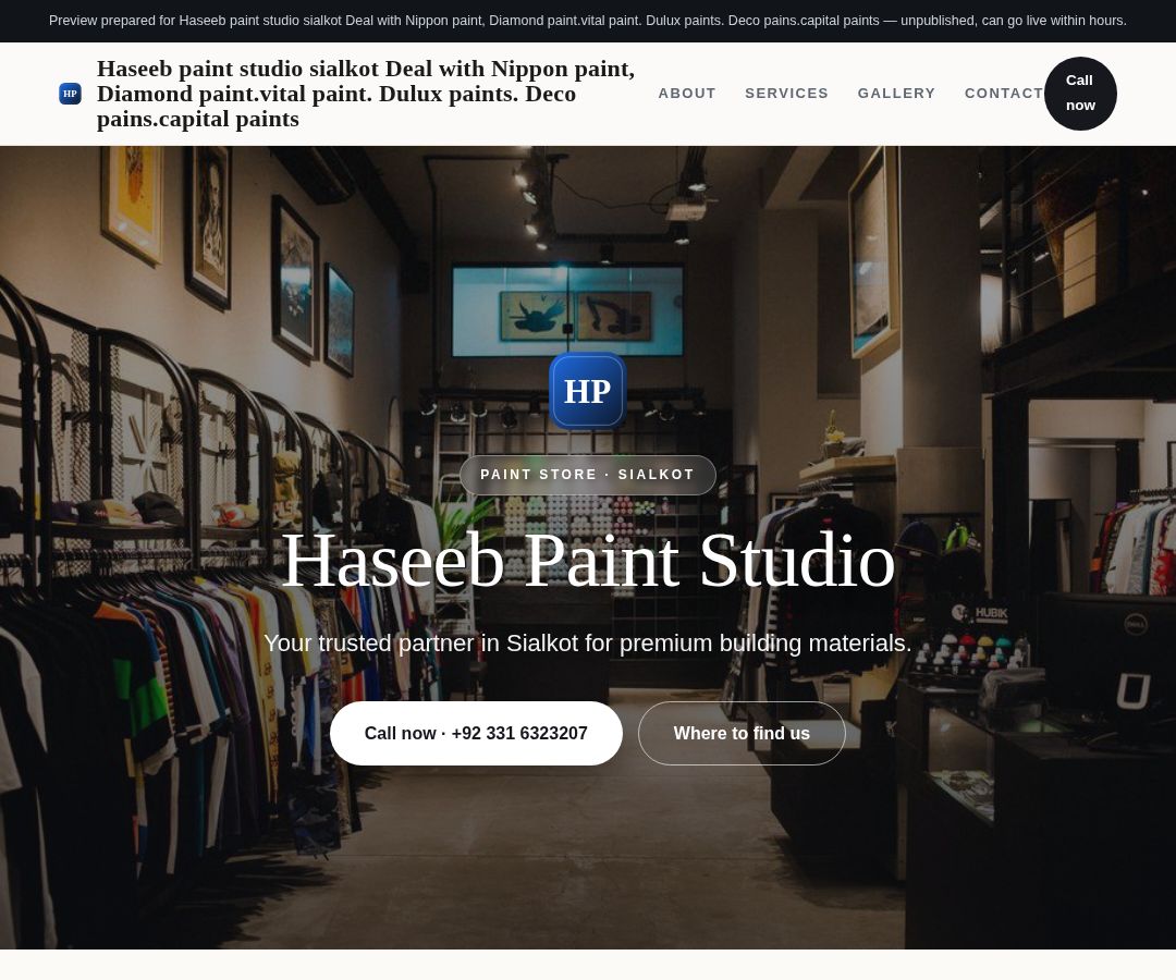 Haseeb paint studio sialkot Deal with Nippon paint, Diamond paint.vital paint. Dulux paints. Deco pains.capital paints