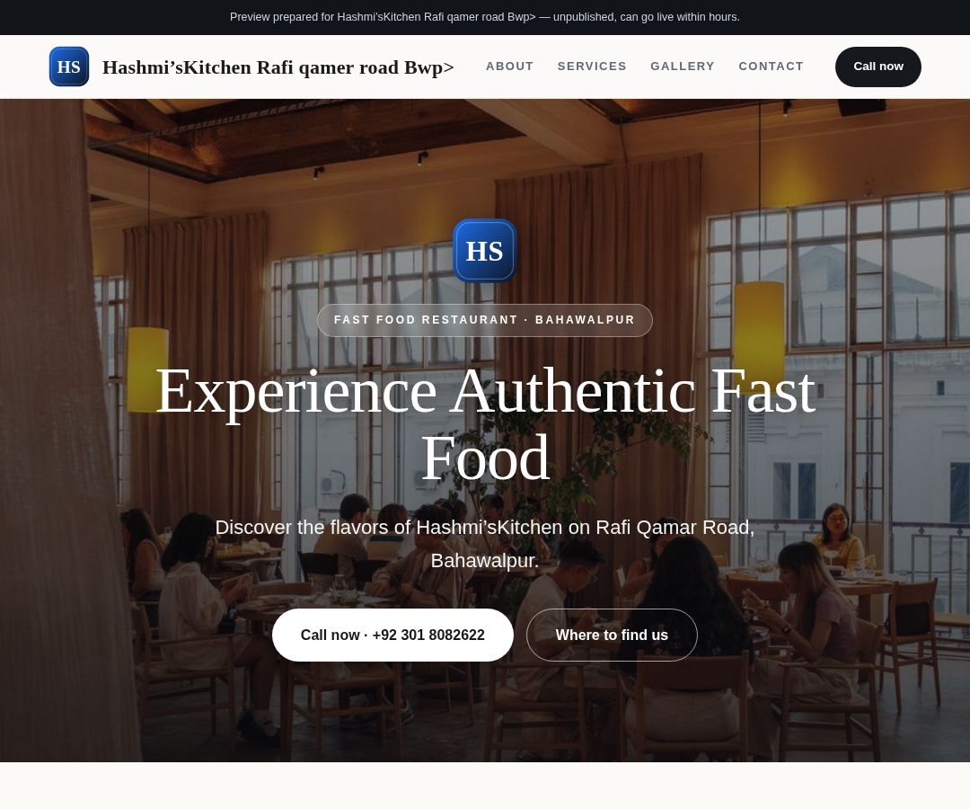 Hashmi’sKitchen Rafi qamer road Bwp>
