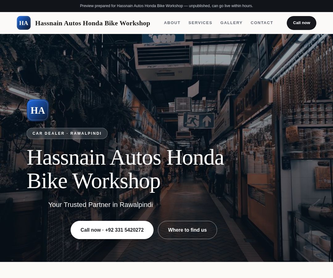 Hassnain Autos Honda Bike Workshop