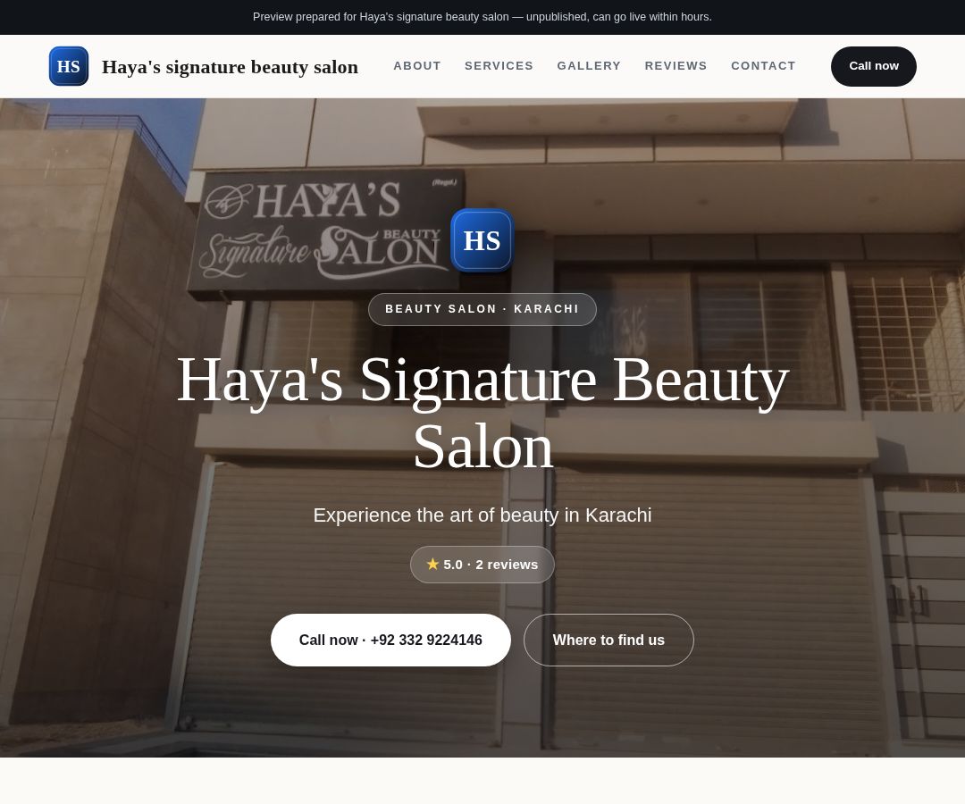 Haya's signature beauty salon