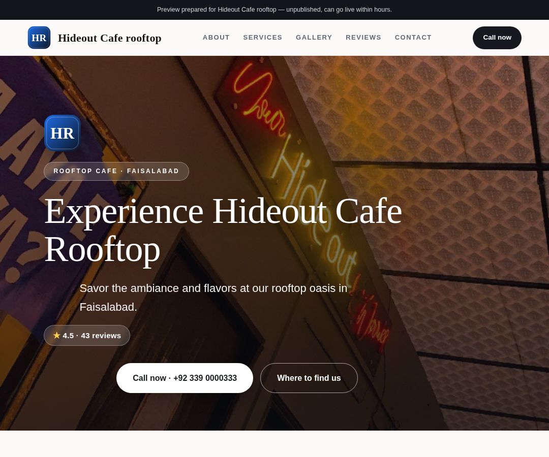 Hideout Cafe rooftop