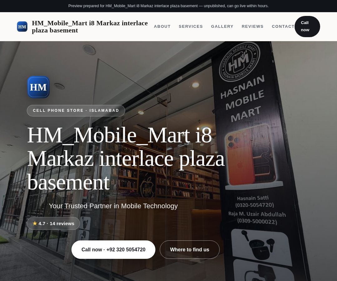 HM_Mobile_Mart i8 Markaz interlace plaza basement