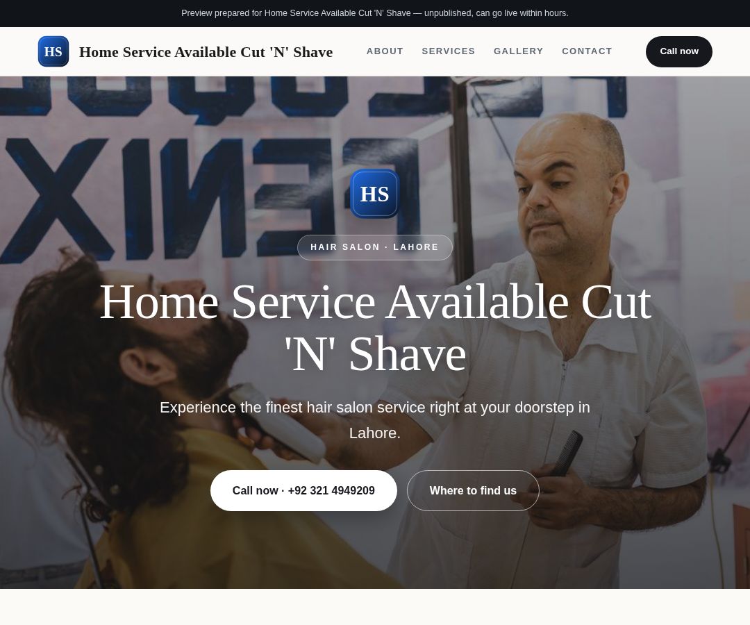 Home Service Available Cut 'N' Shave