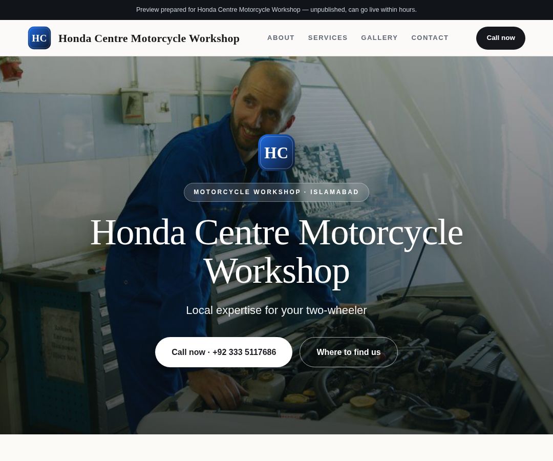 Honda Centre Motorcycle Workshop