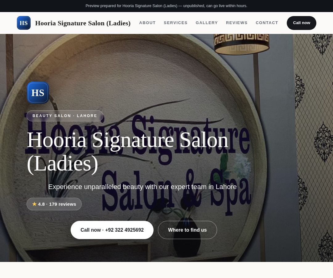 Hooria Signature Salon (Ladies)