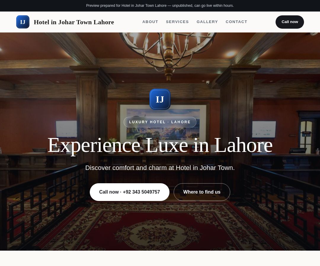 Hotel in Johar Town Lahore
