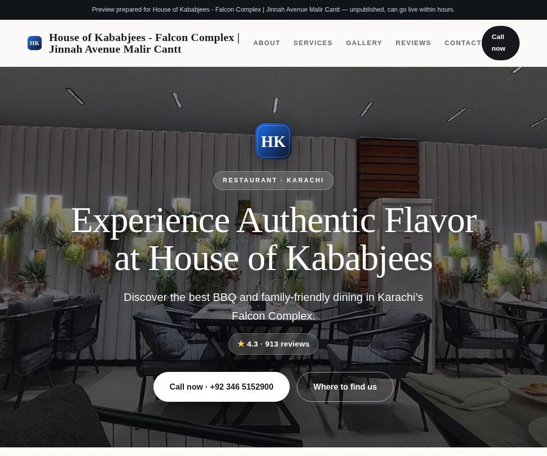 House of Kababjees - Falcon Complex | Jinnah Avenue Malir Cantt