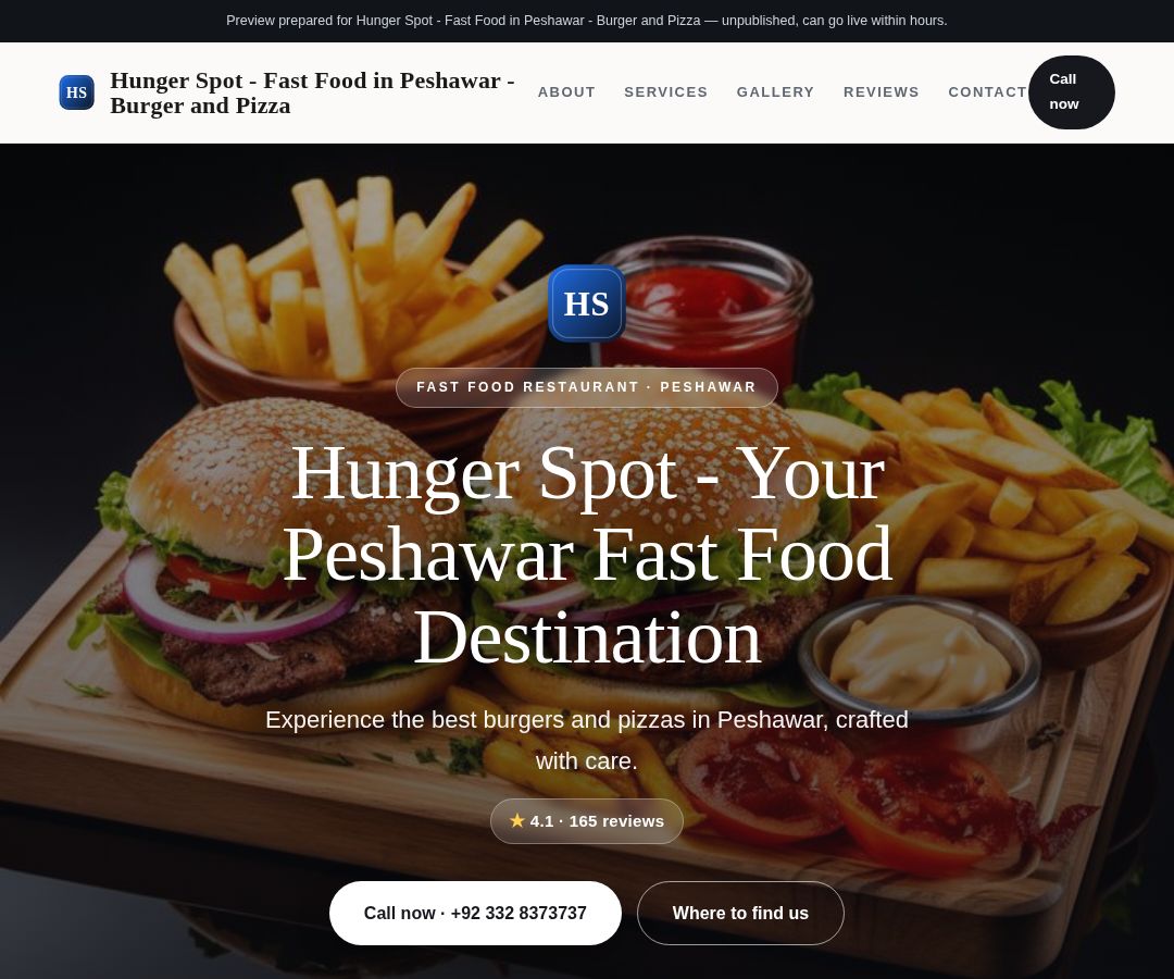 Hunger Spot - Fast Food in Peshawar - Burger and Pizza