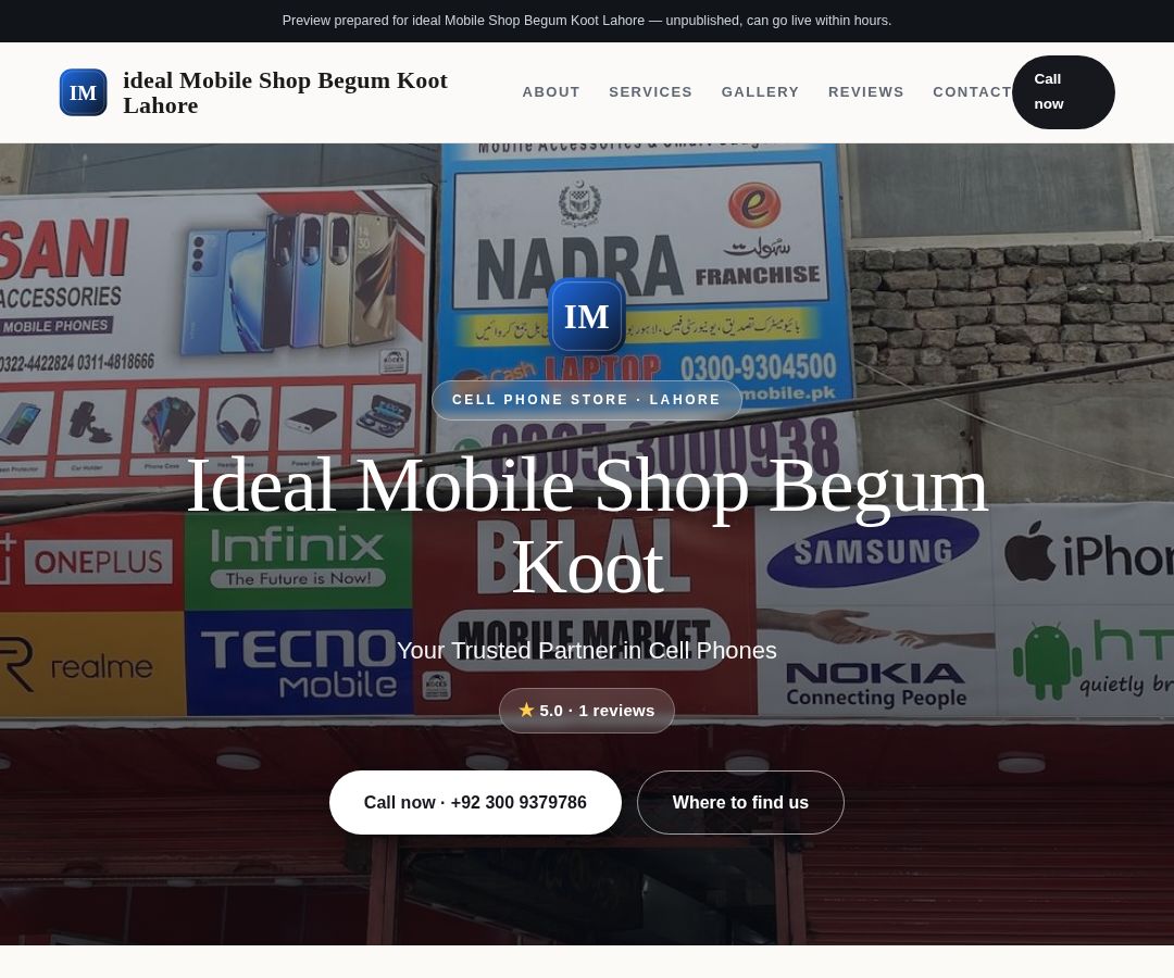 ideal Mobile Shop Begum Koot Lahore