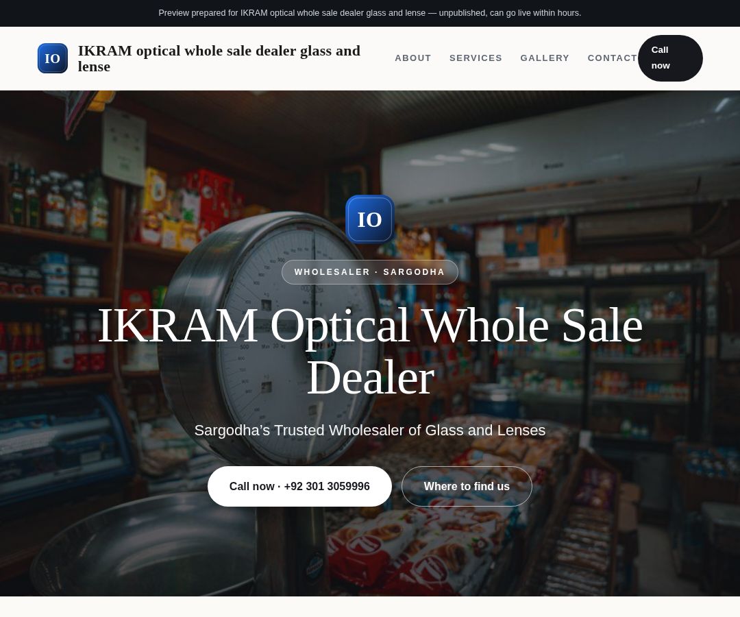 IKRAM optical whole sale dealer glass and lense