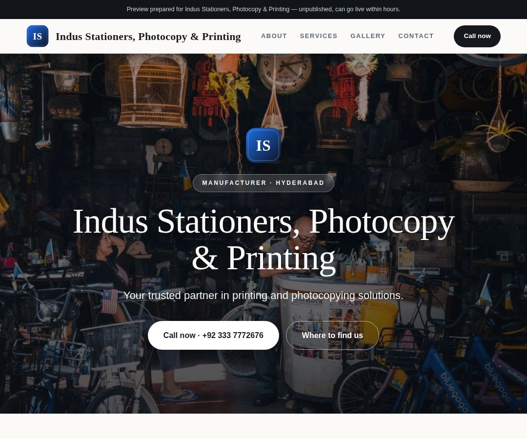 Indus Stationers, Photocopy & Printing