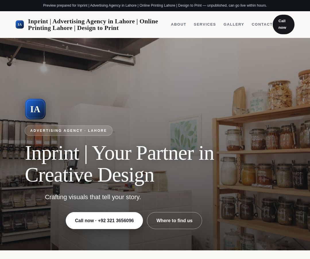Inprint | Advertising Agency in Lahore | Online Printing Lahore | Design to Print