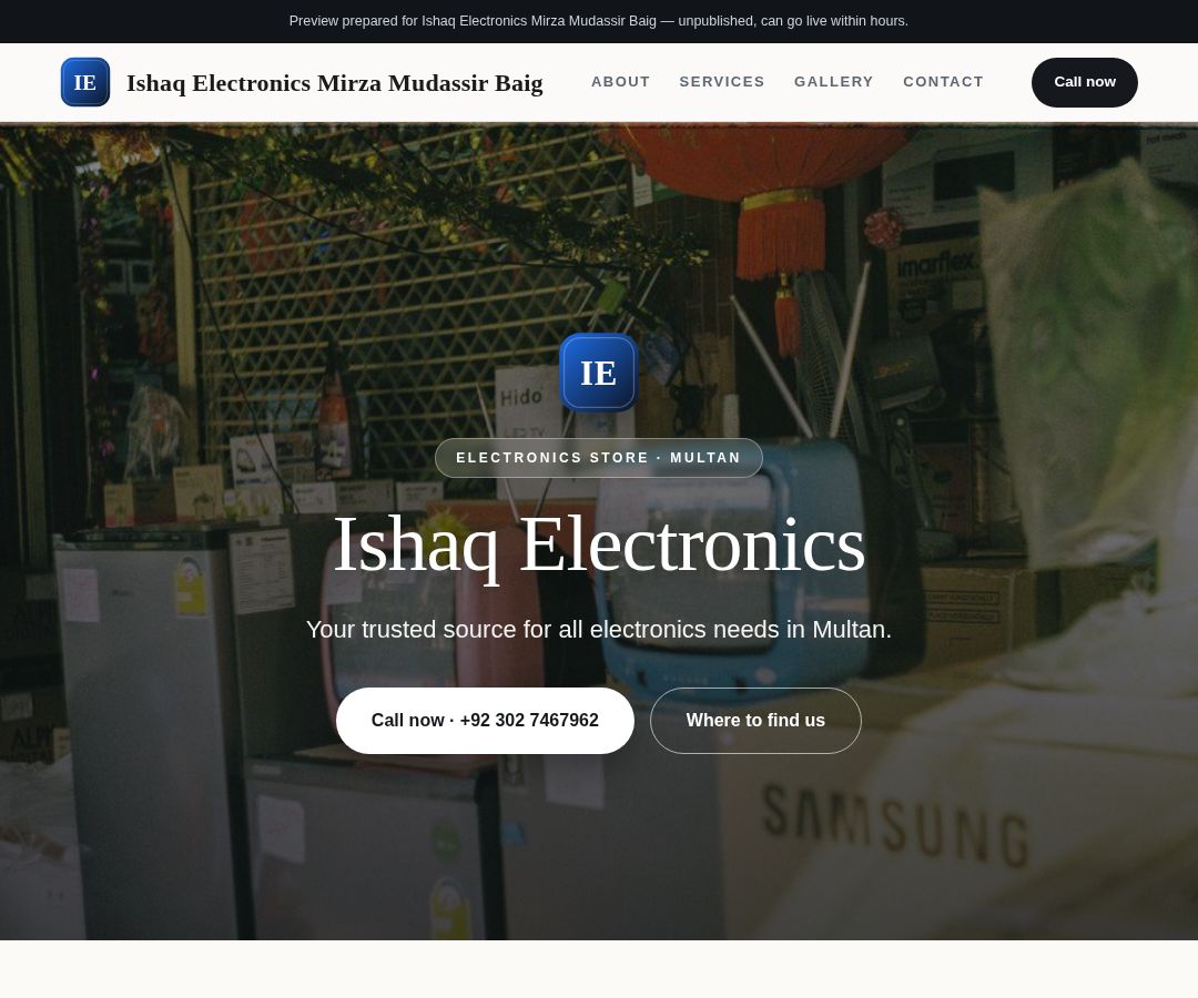 Ishaq Electronics Mirza Mudassir Baig