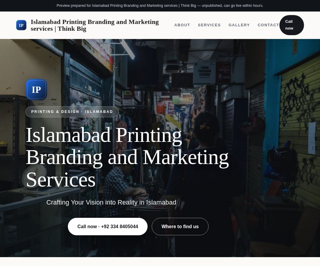 Islamabad Printing Branding and Marketing services | Think Big