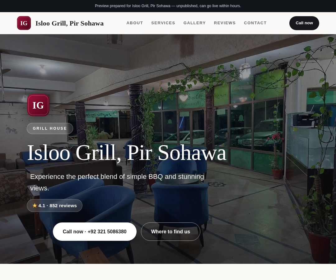 Isloo Grill, Pir Sohawa