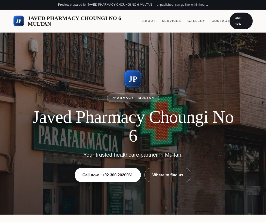JAVED PHARMACY CHOUNGI NO 6 MULTAN