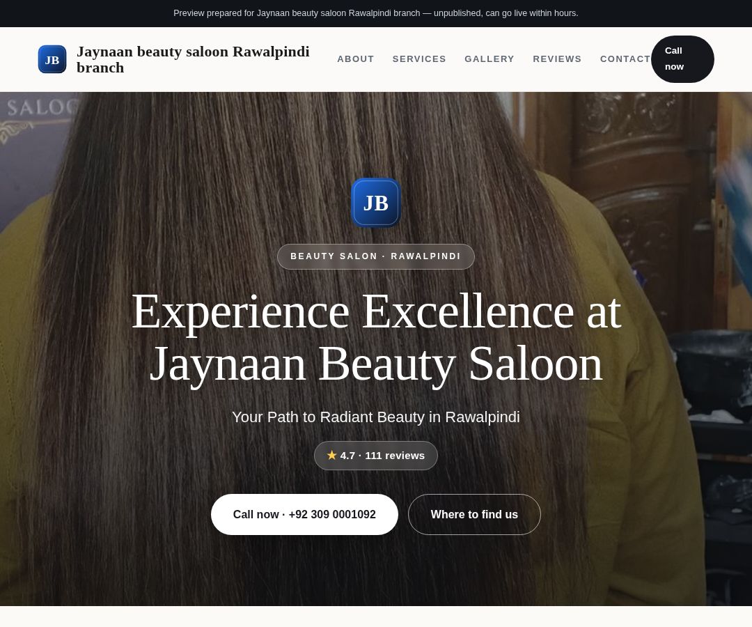 Jaynaan beauty saloon Rawalpindi branch