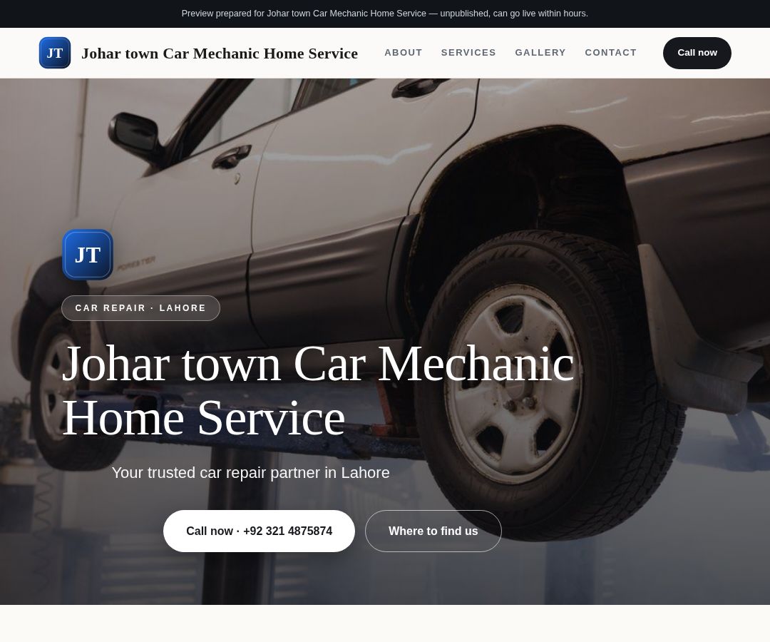 Johar town Car Mechanic Home Service