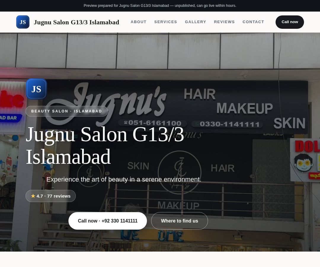 Jugnu Salon G13/3 Islamabad