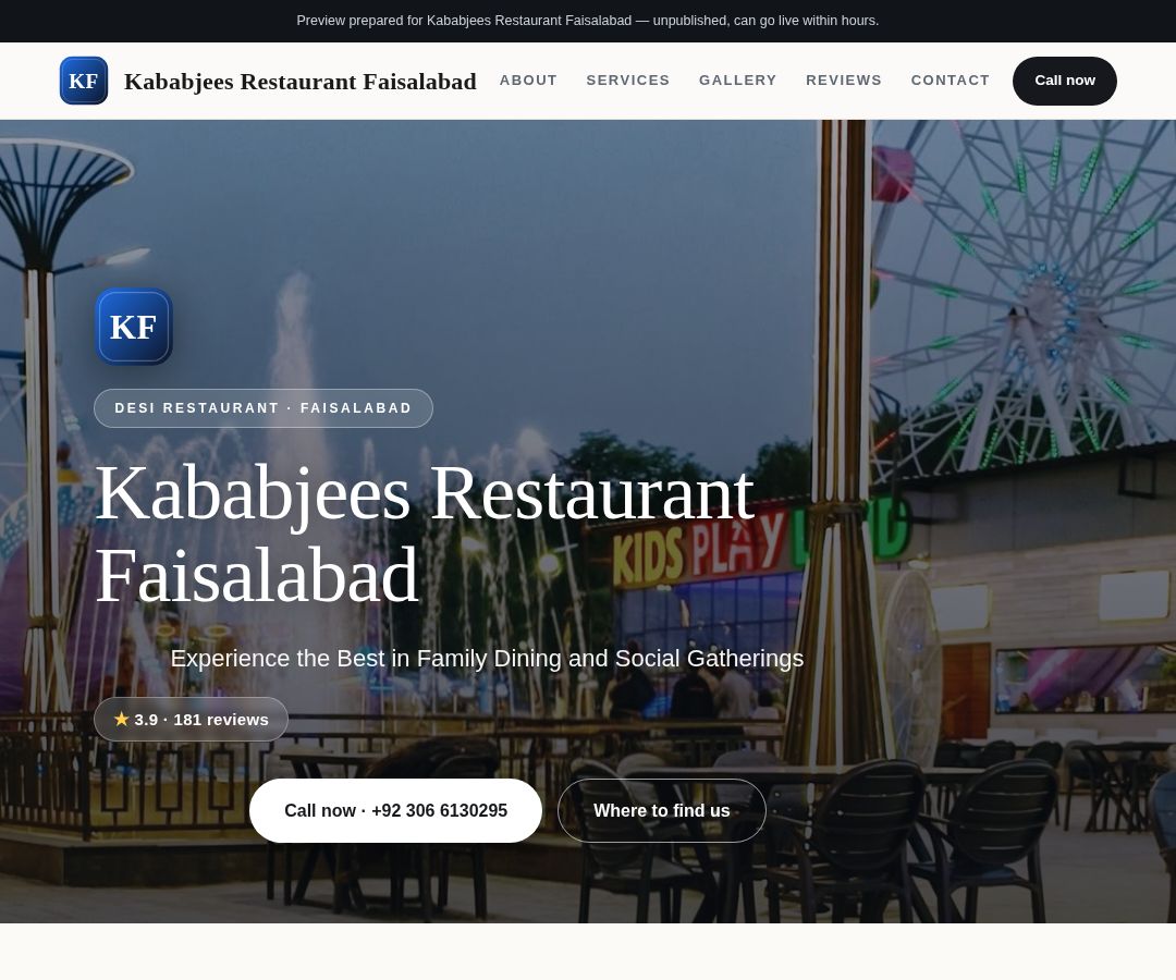 Kababjees Restaurant Faisalabad