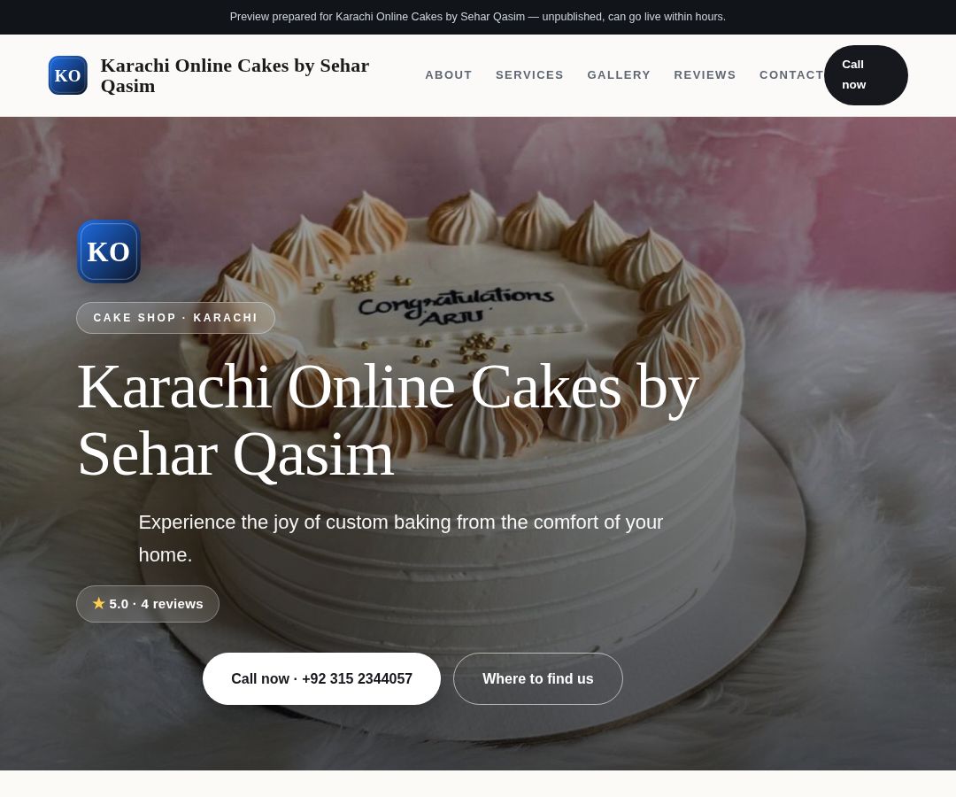 Karachi Online Cakes by Sehar Qasim