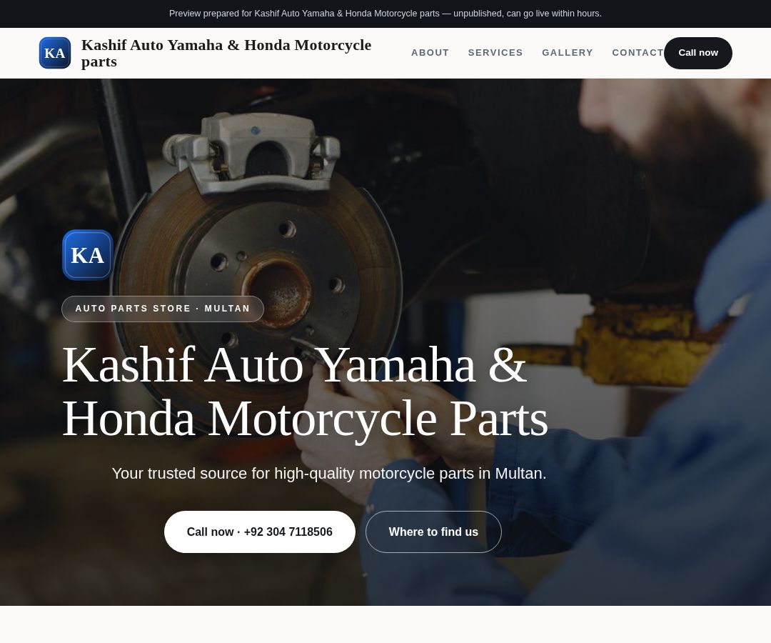 Kashif Auto Yamaha & Honda Motorcycle parts