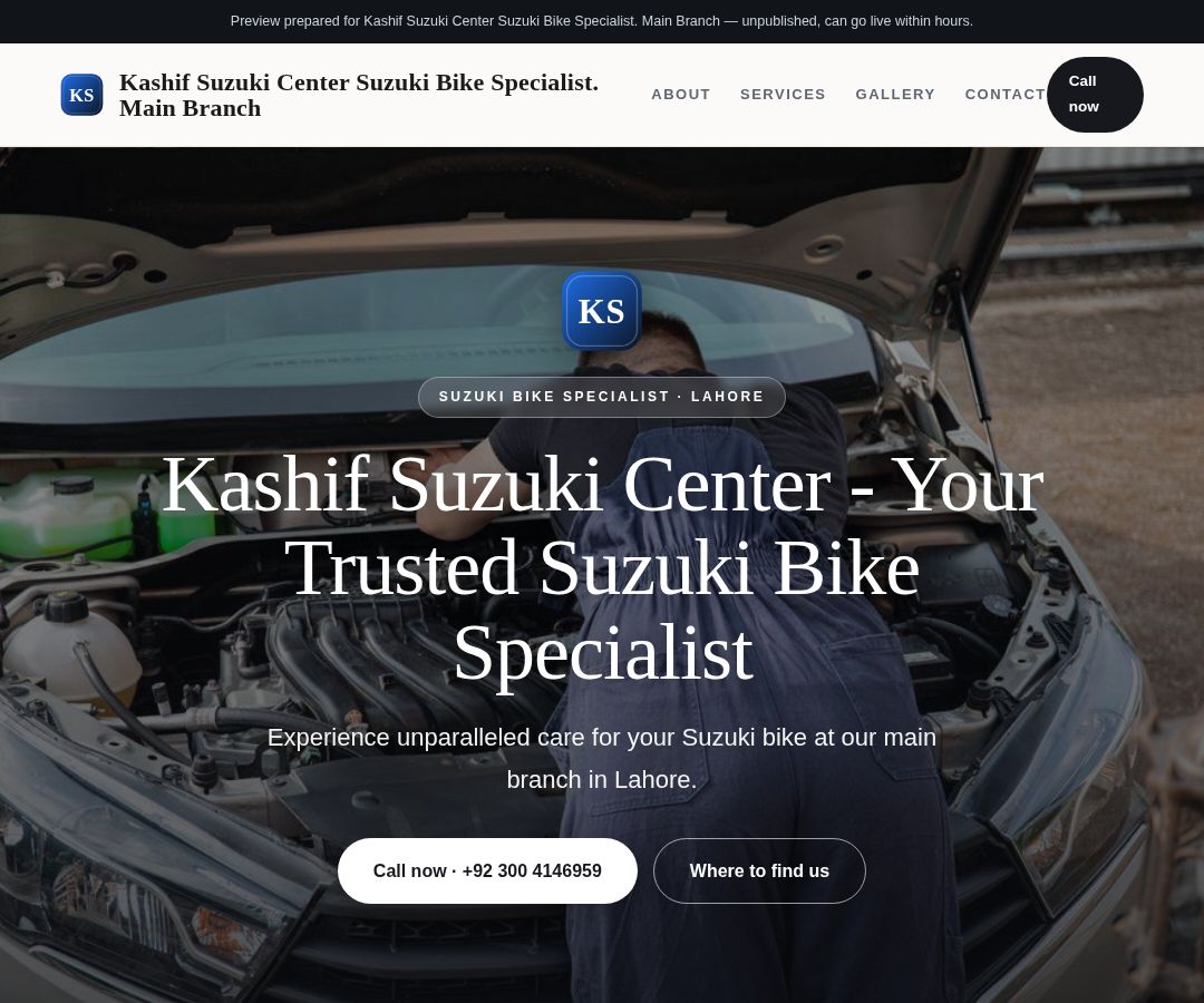 Kashif Suzuki Center Suzuki Bike Specialist. Main Branch