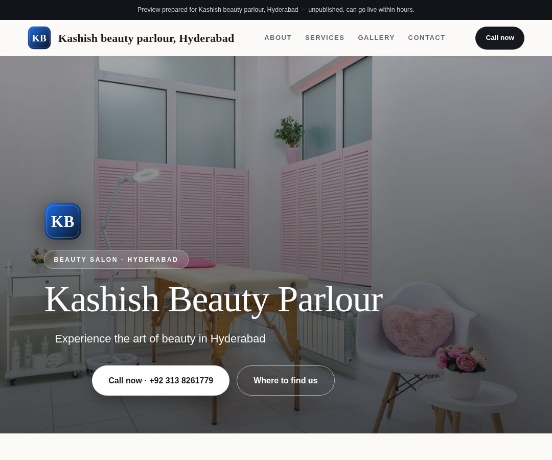 Kashish beauty parlour, Hyderabad