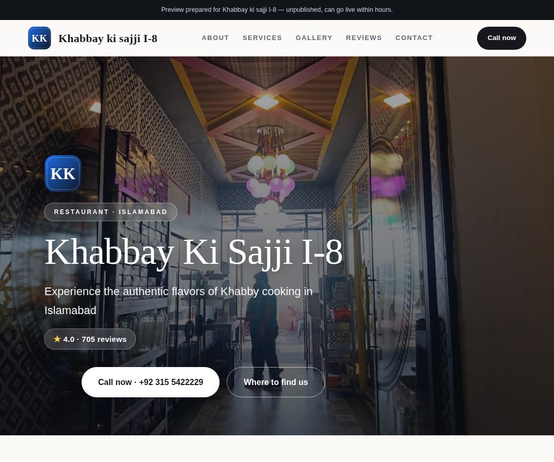 Khabbay ki sajji I-8